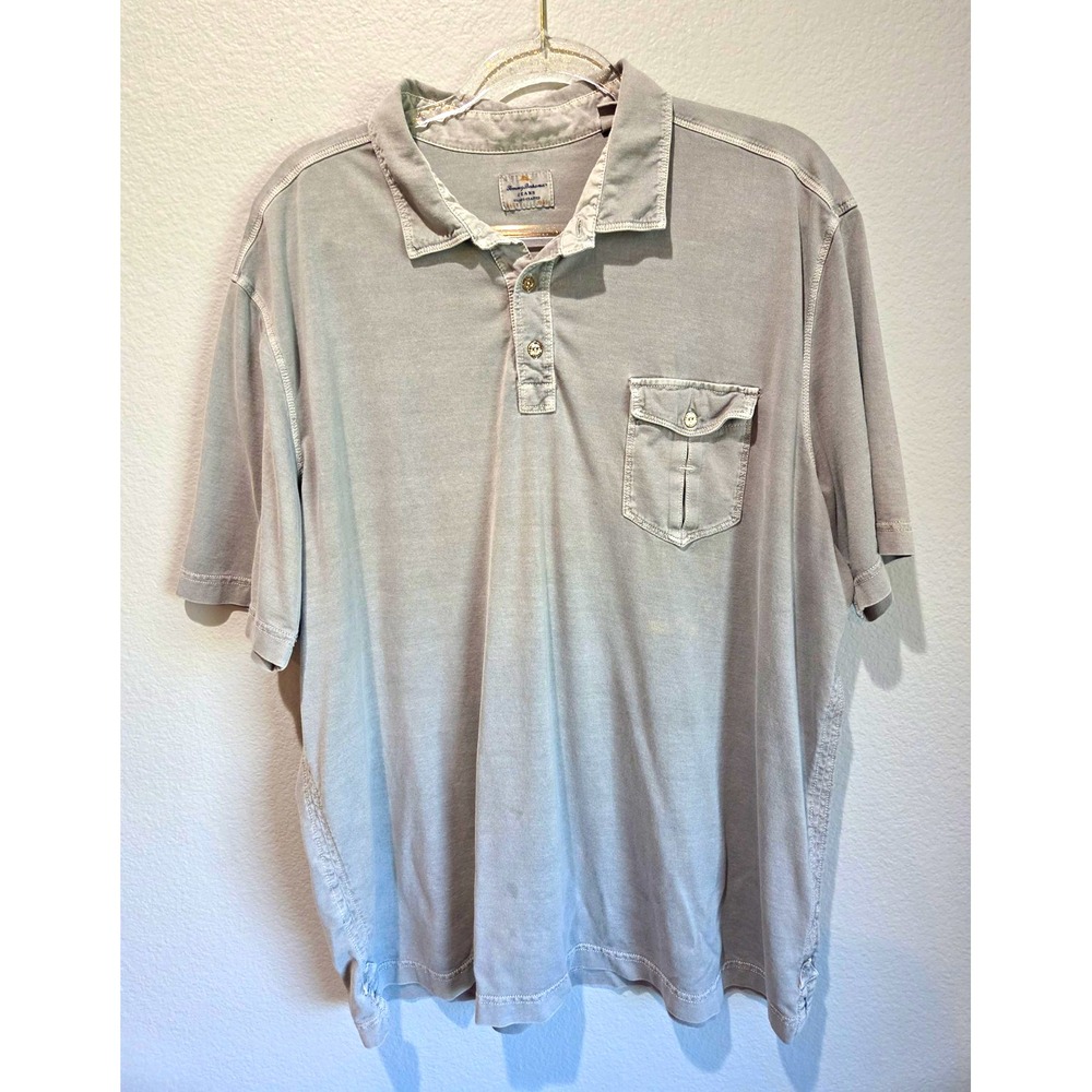 Tommy Bahama Polo Shirt Mens XXL Grey Cotton Tencel Island Crafted Good